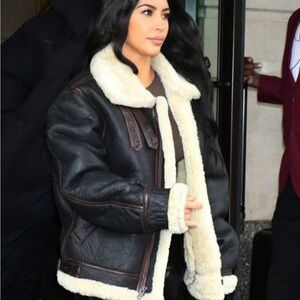 Kim Kardashian Original Leather with Fur Jacket - XL